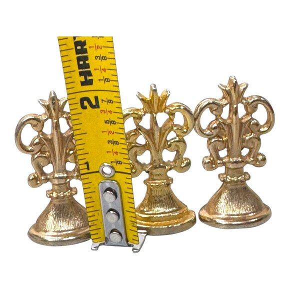 Antique Gold Fleur-De-Lis Wax Seal Stamp Set Brass Turtle Cross Woman Set Lot 3 - Picture 8 of 8